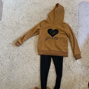 Kids Brown and Black Hoodie and Leggings Set